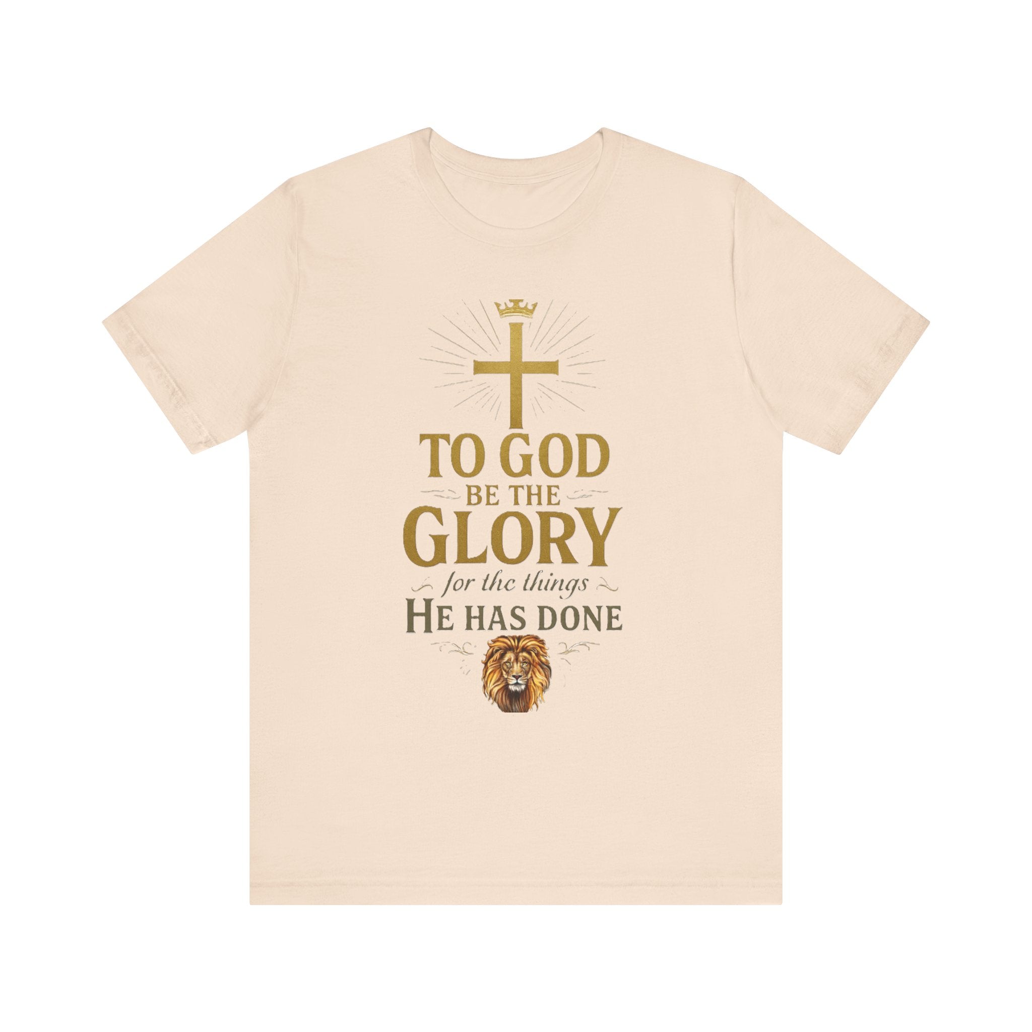 Men's Faith-Inspired Short Sleeve  Lion Tee: 'To God Be the Glory