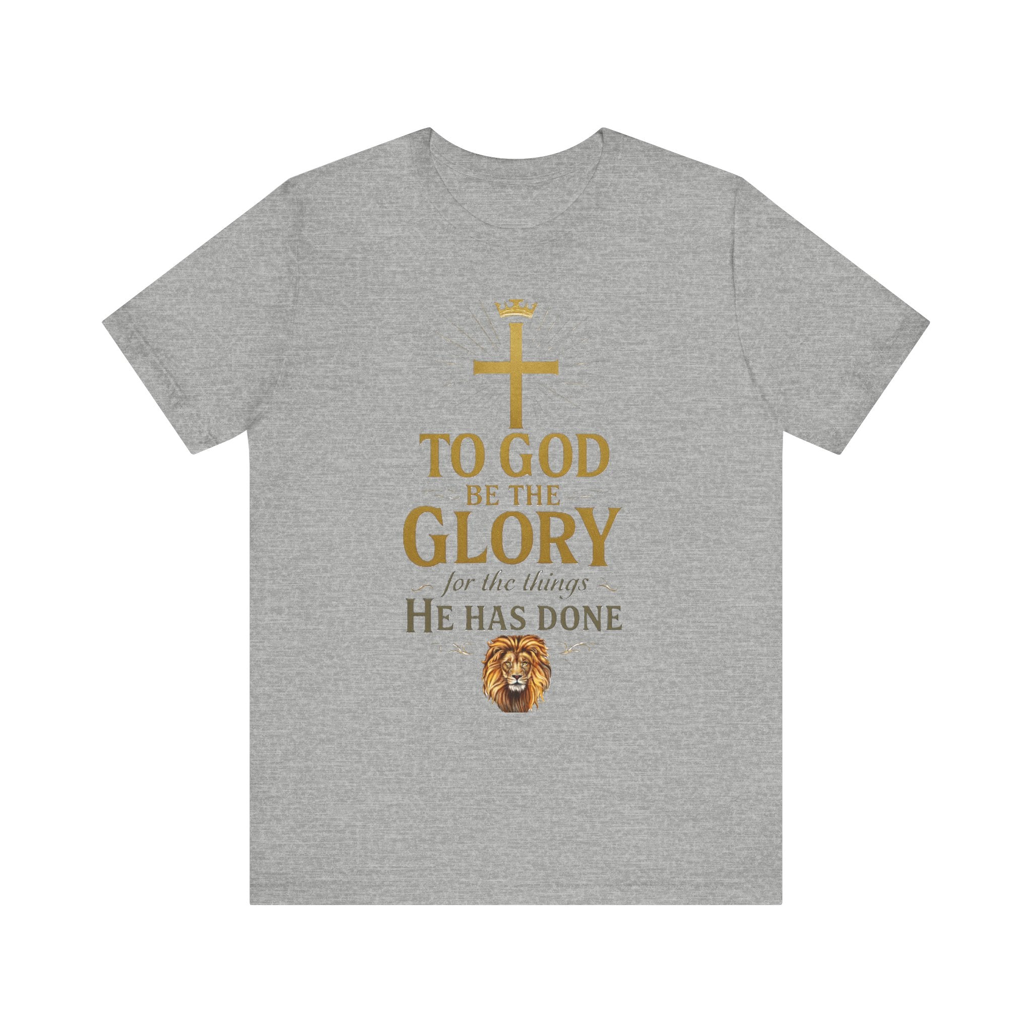 Men's Faith-Inspired Short Sleeve  Lion Tee: 'To God Be the Glory