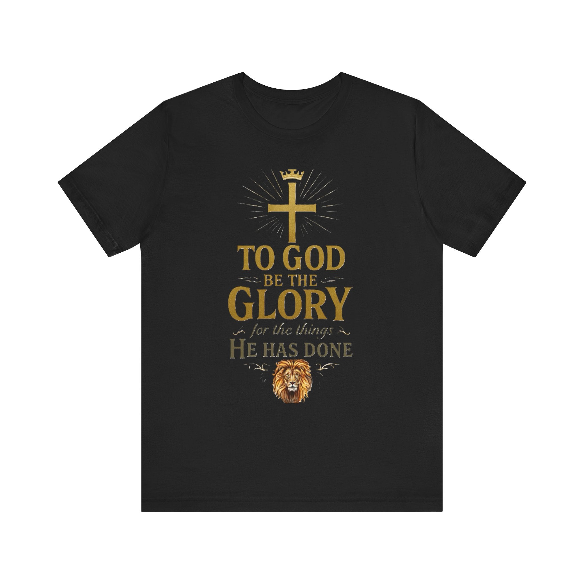 Men's Faith-Inspired Short Sleeve  Lion Tee: 'To God Be the Glory