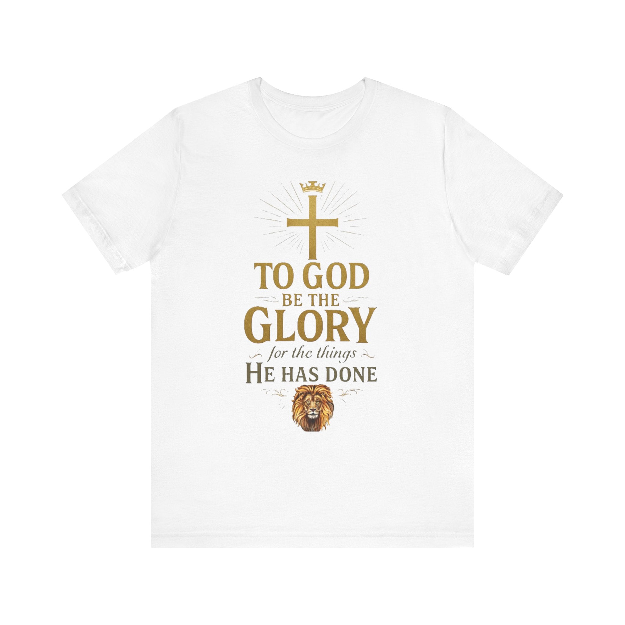 Men's Faith-Inspired Short Sleeve  Lion Tee: 'To God Be the Glory