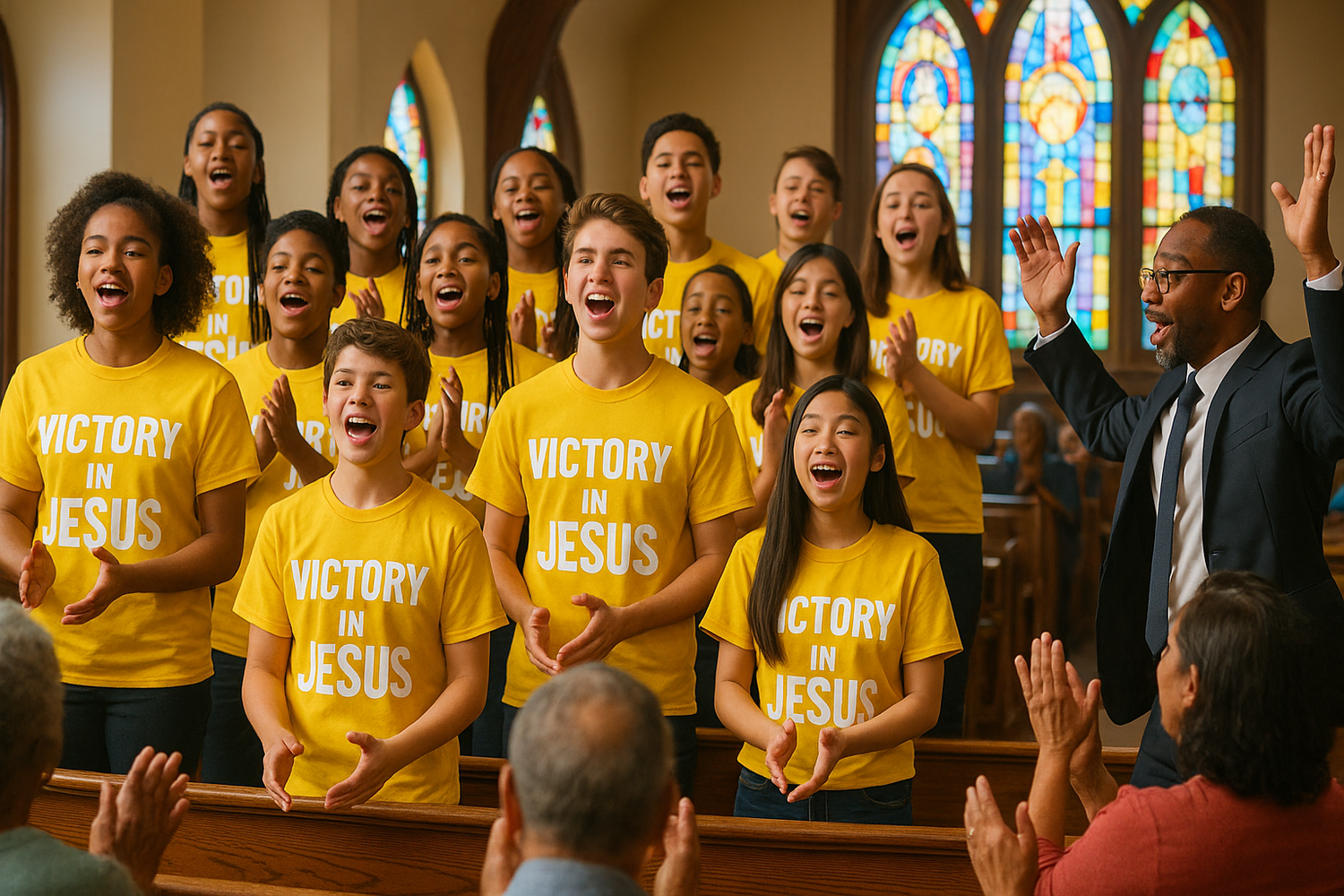 make choir members a little younger and more diverse. Crowd clapping