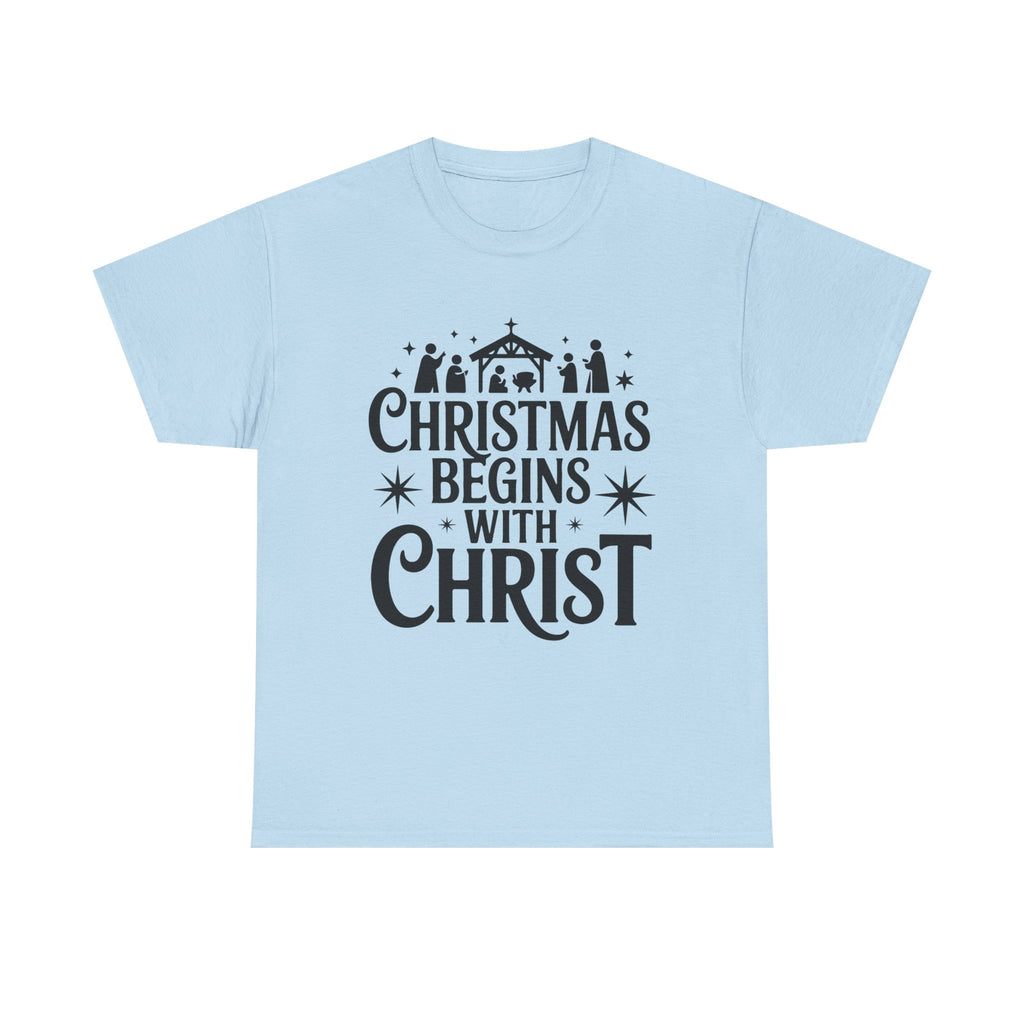 Nativity Typography Tee — Quiet Faith Christmas T-Shirt