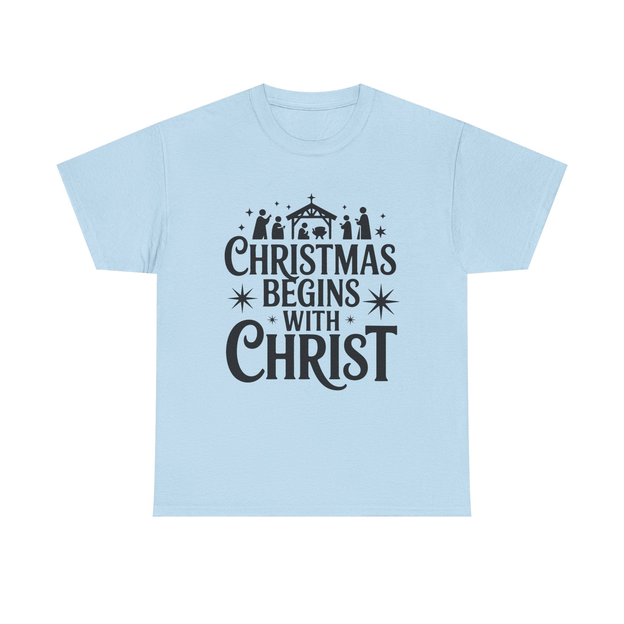 Nativity Typography Tee — Quiet Faith Christmas T-Shirt