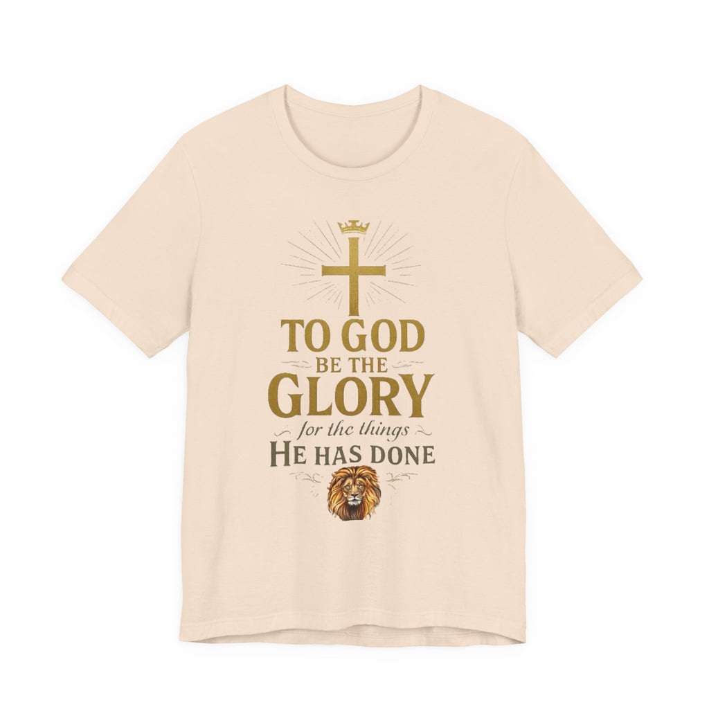 Men's Faith-Inspired Short Sleeve  Lion Tee: 'To God Be the Glory