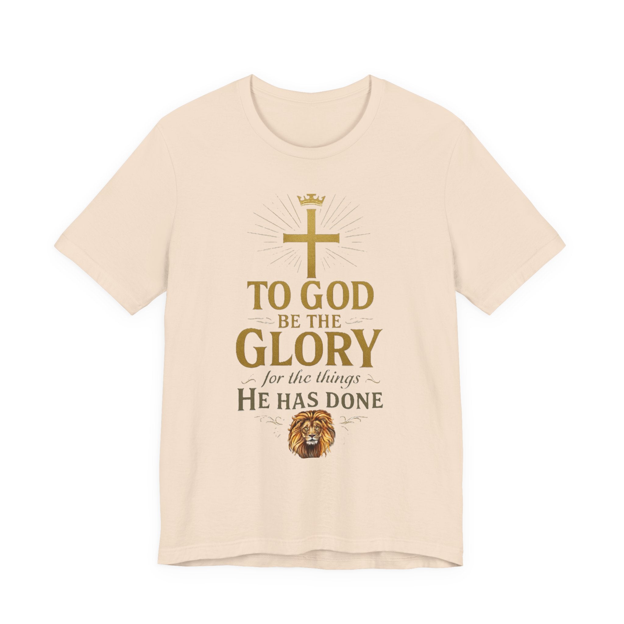 Men's Faith-Inspired Short Sleeve  Lion Tee: 'To God Be the Glory