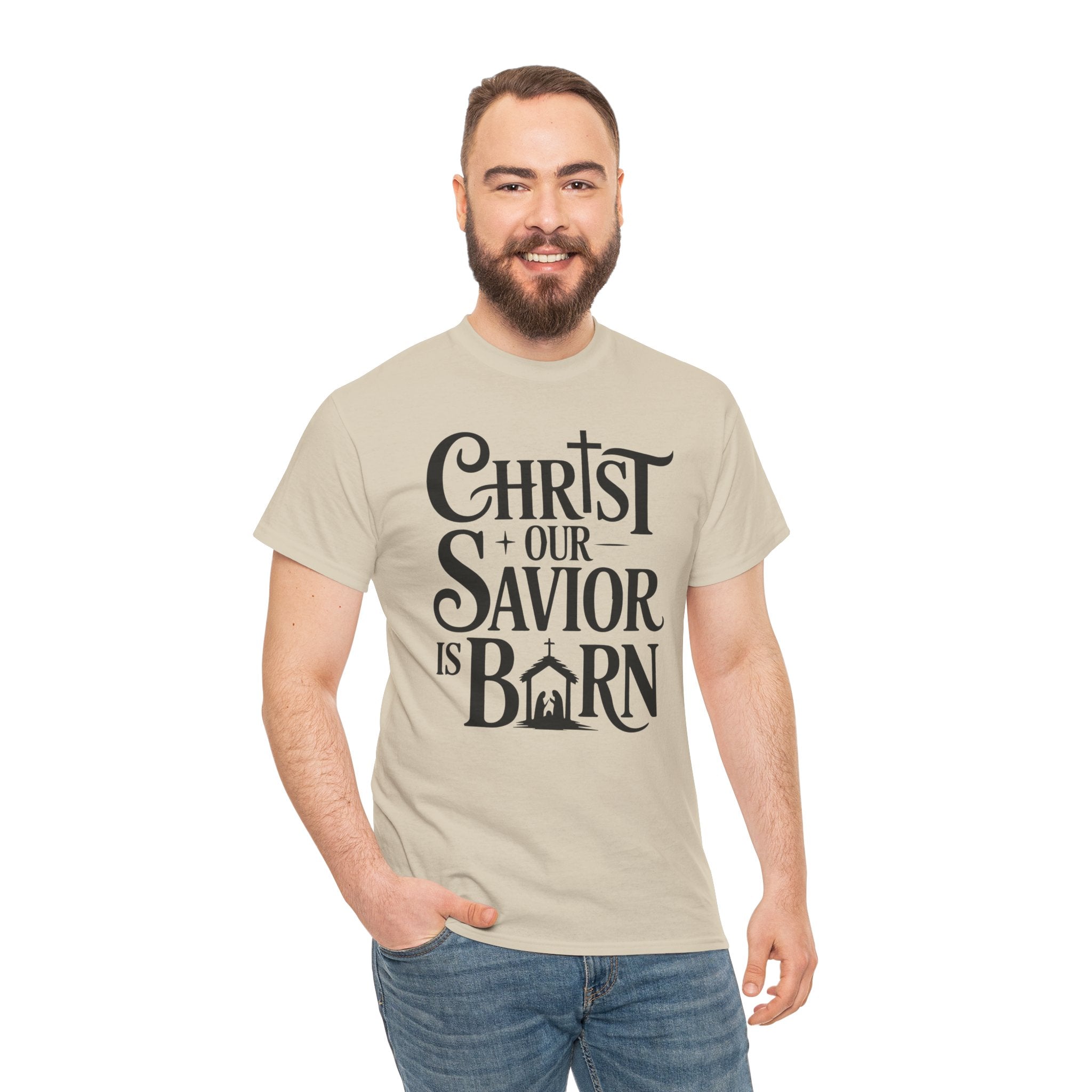 Christ Our Savior Is Born Tee — Nativity Christmas Crewneck