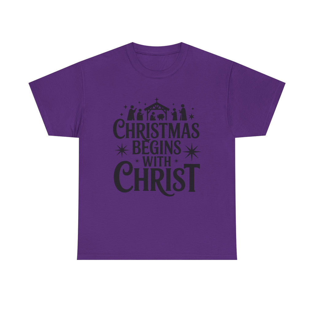 Nativity Typography Tee — Quiet Faith Christmas T-Shirt