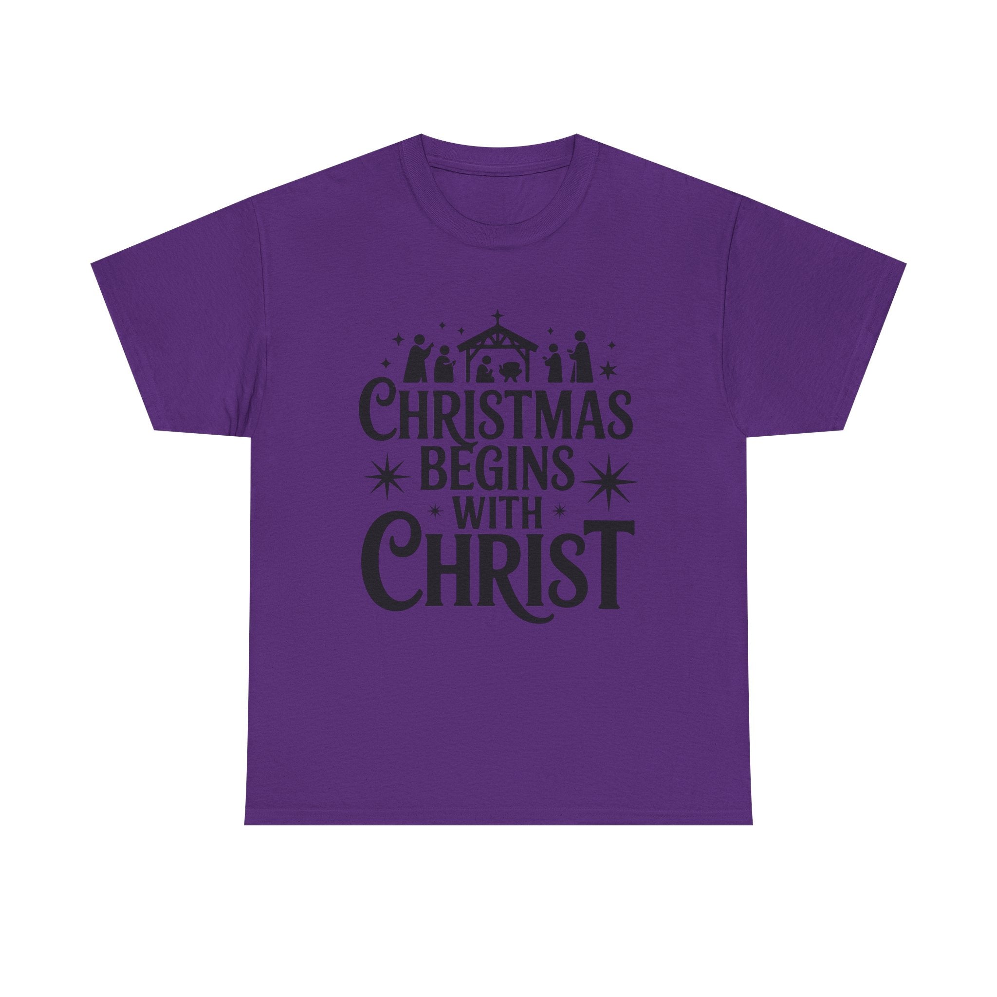 Nativity Typography Tee — Quiet Faith Christmas T-Shirt