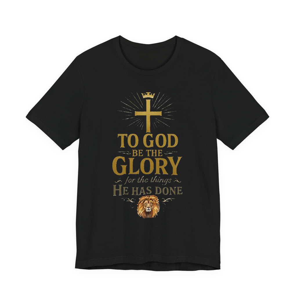 Men's Faith-Inspired Short Sleeve  Lion Tee: 'To God Be the Glory