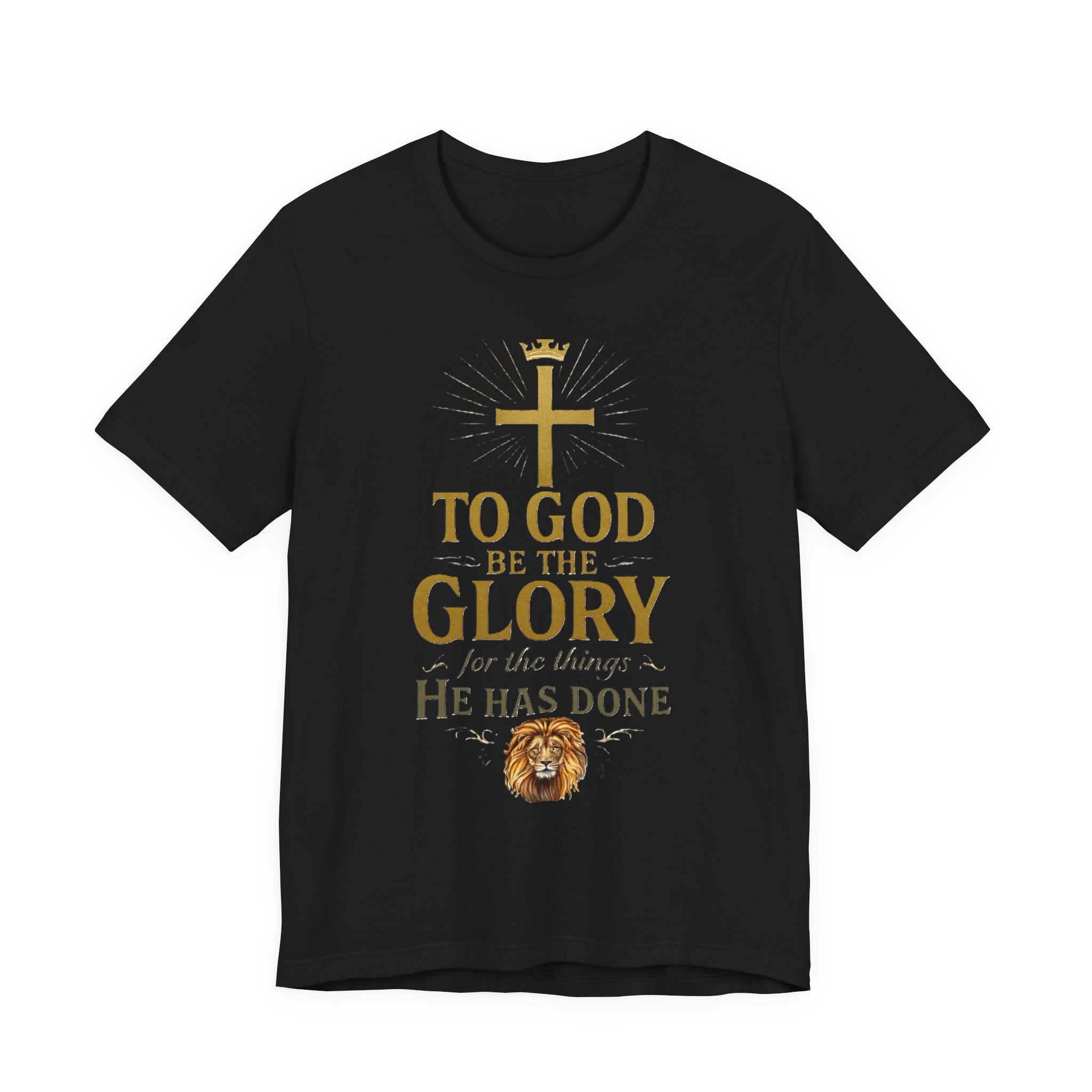 Men's Faith-Inspired Short Sleeve  Lion Tee: 'To God Be the Glory