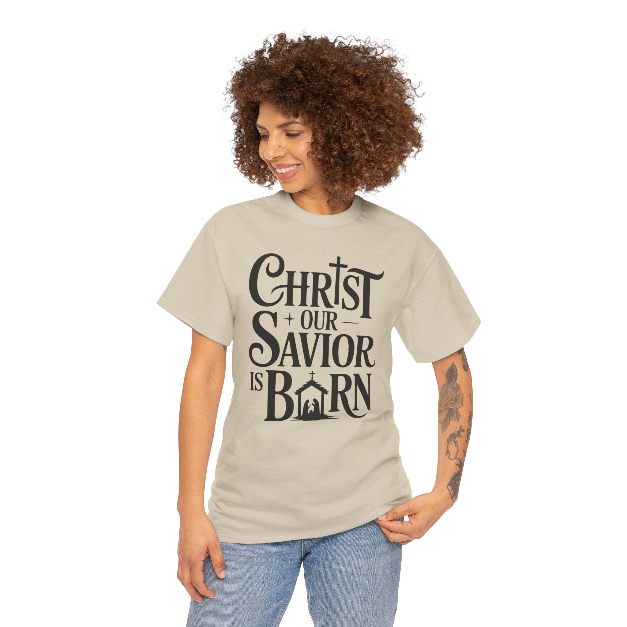 Christ Our Savior Is Born Tee — Nativity Christmas Crewneck