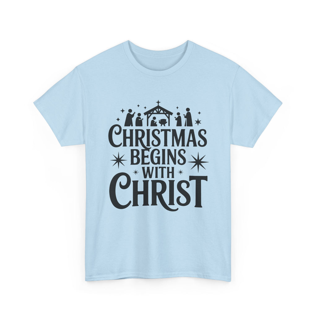 Nativity Typography Tee — Quiet Faith Christmas T-Shirt