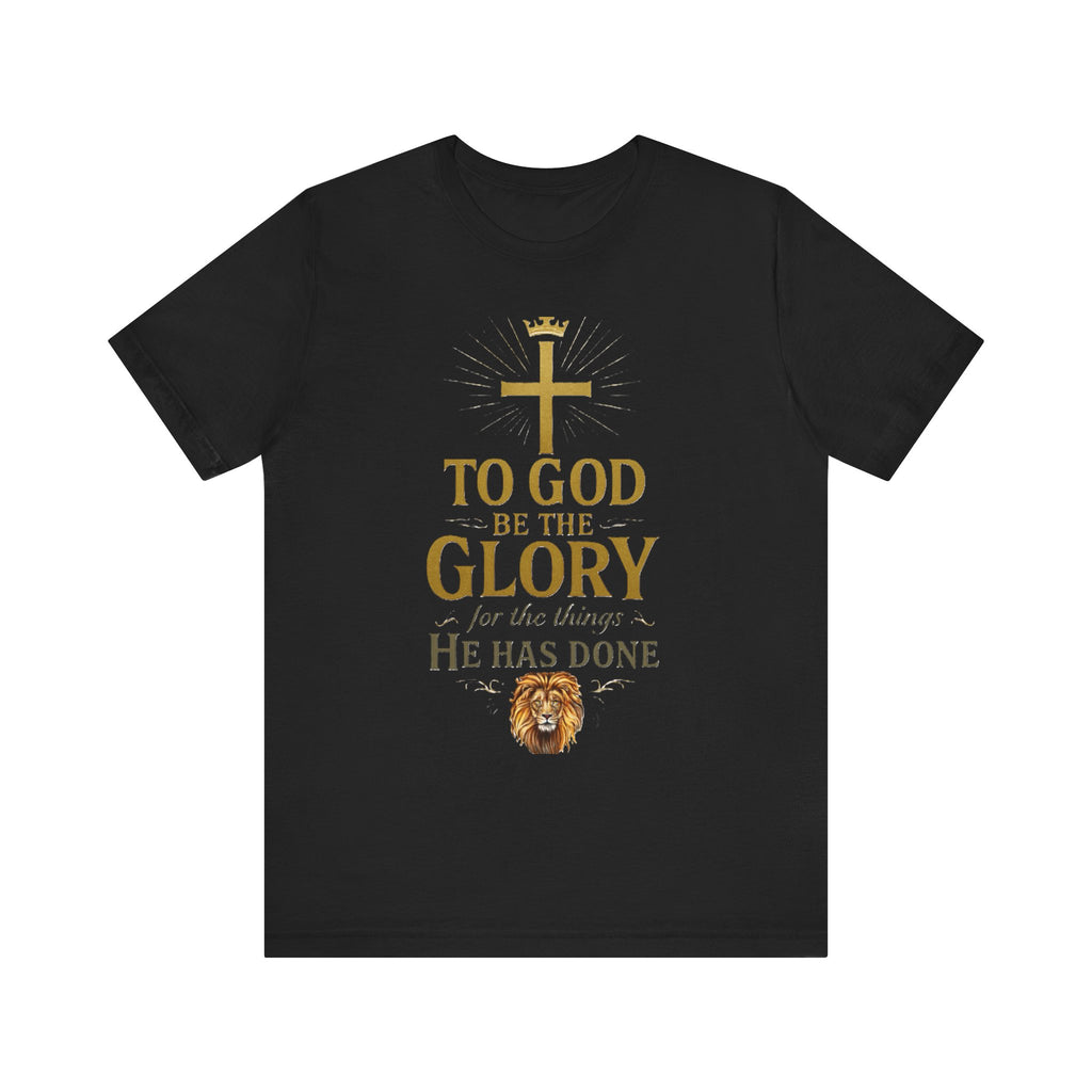 Men's Faith-Inspired Short Sleeve  Lion Tee: 'To God Be the Glory