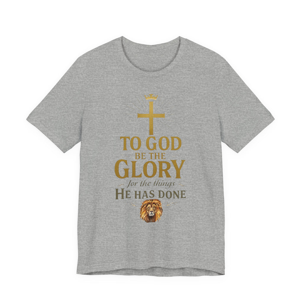 Men's Faith-Inspired Short Sleeve  Lion Tee: 'To God Be the Glory