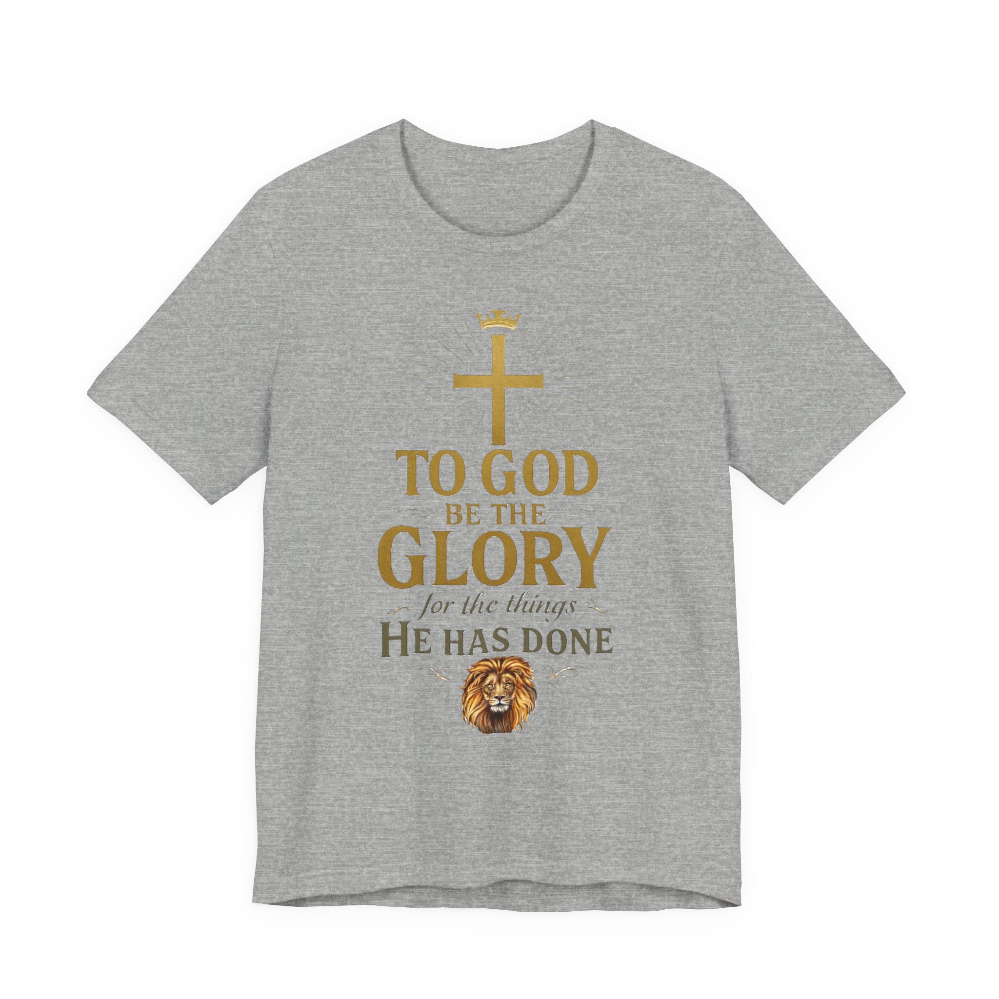 Men's Faith-Inspired Short Sleeve  Lion Tee: 'To God Be the Glory