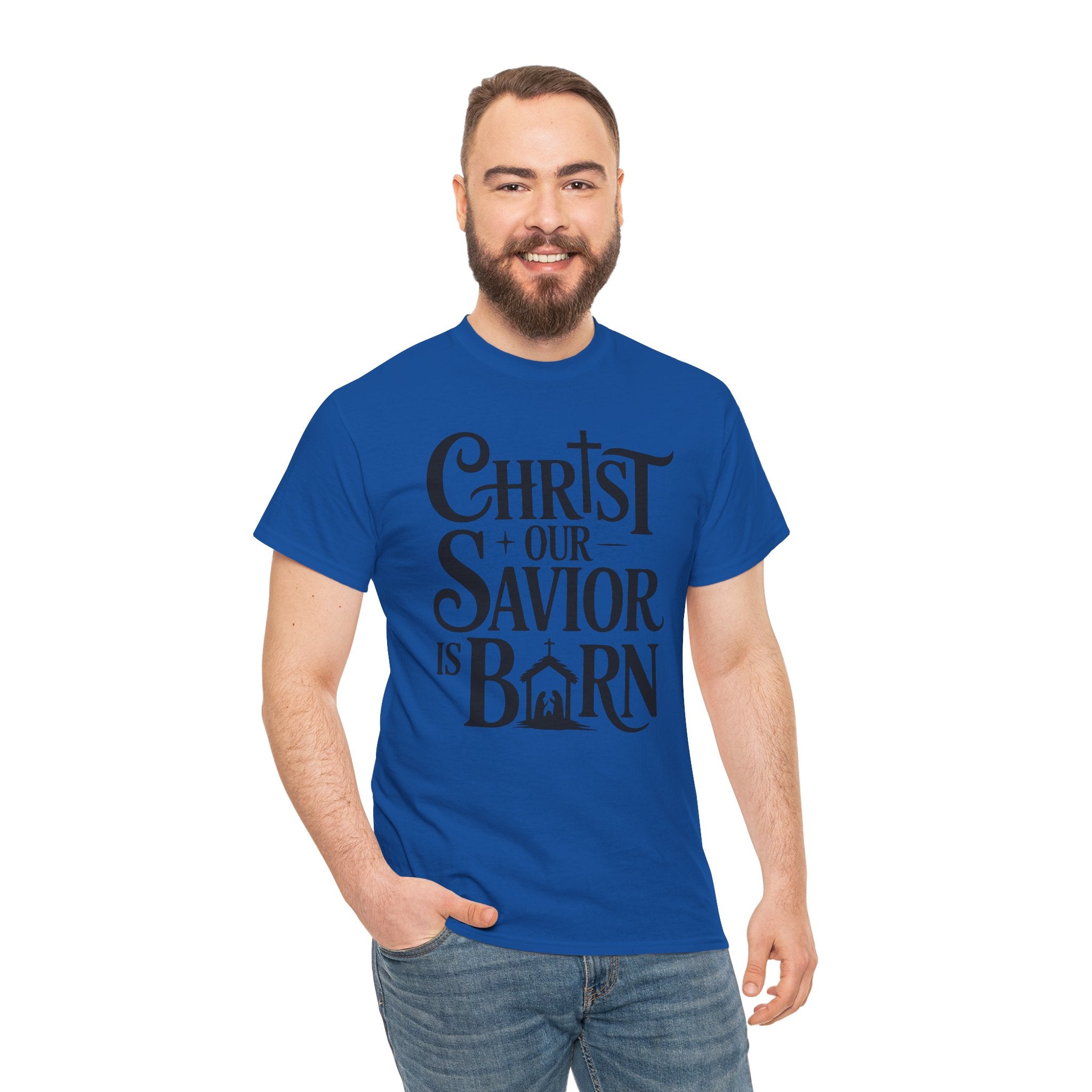 Christ Our Savior Is Born Tee — Nativity Christmas Crewneck
