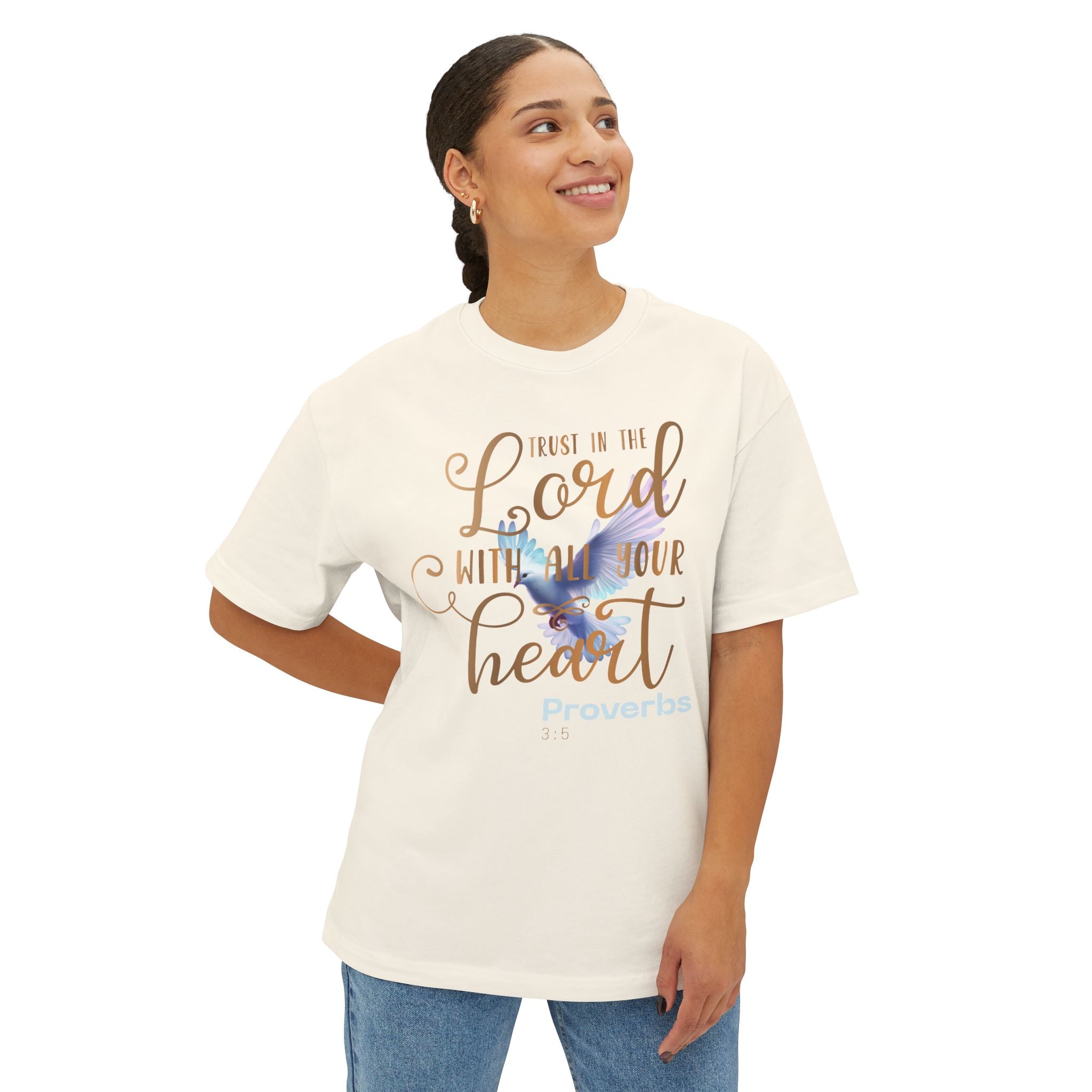 Trust in the Lord with All Your Heart Oversized Boxy Unisex Cotton Top T-Shirt