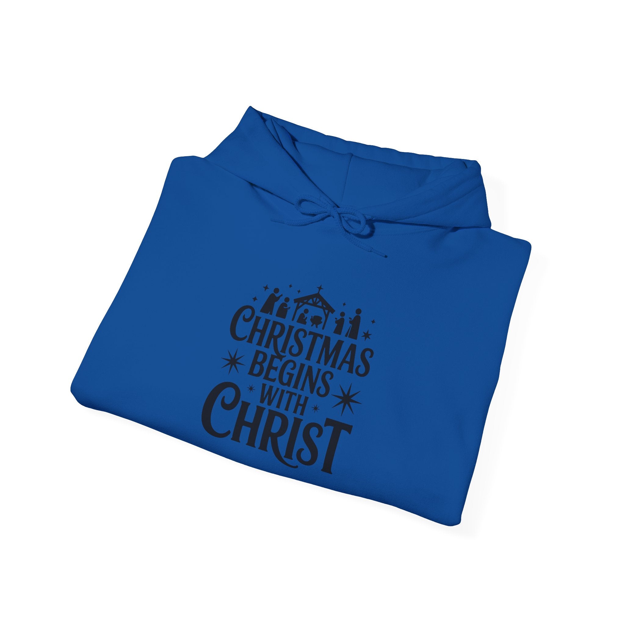 Christmas Begins With Christ Hoodie — Nativity Chest Design