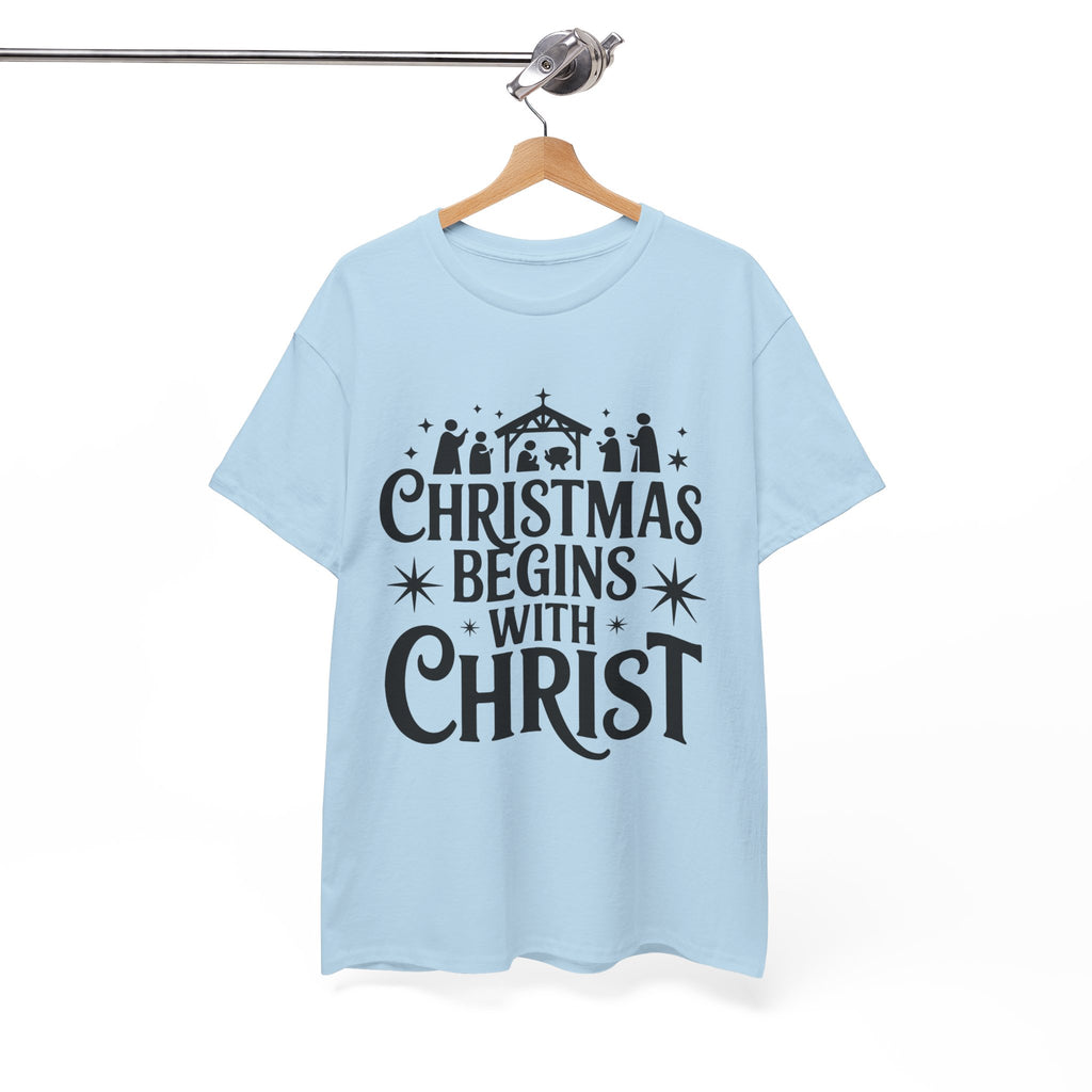 Nativity Typography Tee — Quiet Faith Christmas T-Shirt