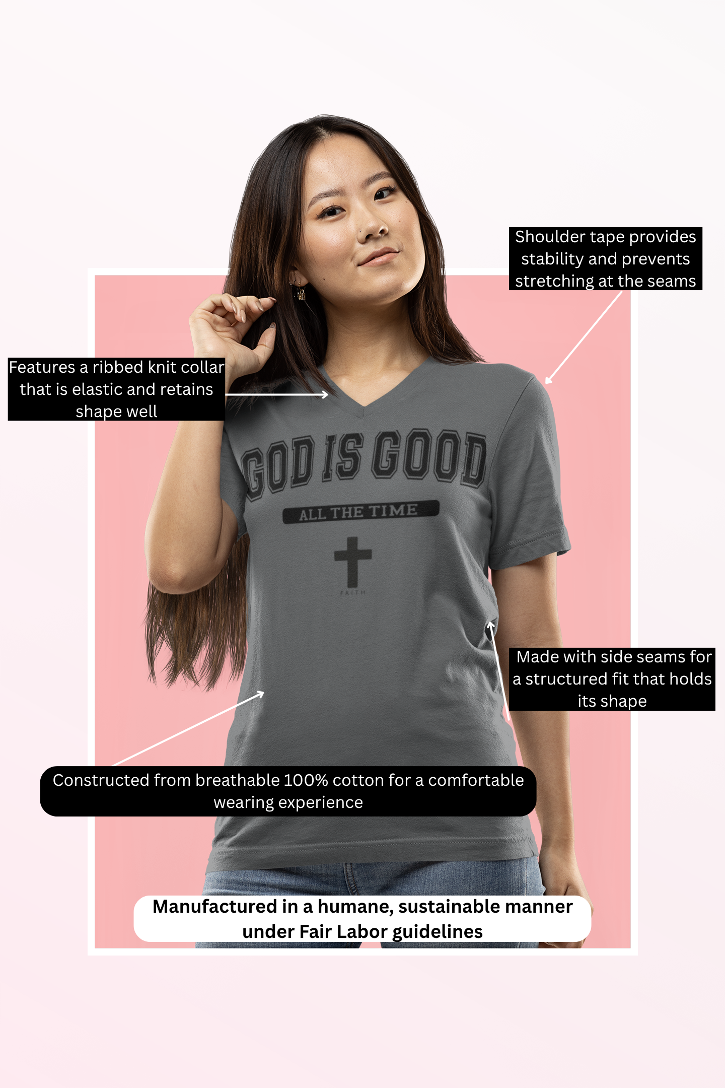 God is Good Unisex V-Neck Tee