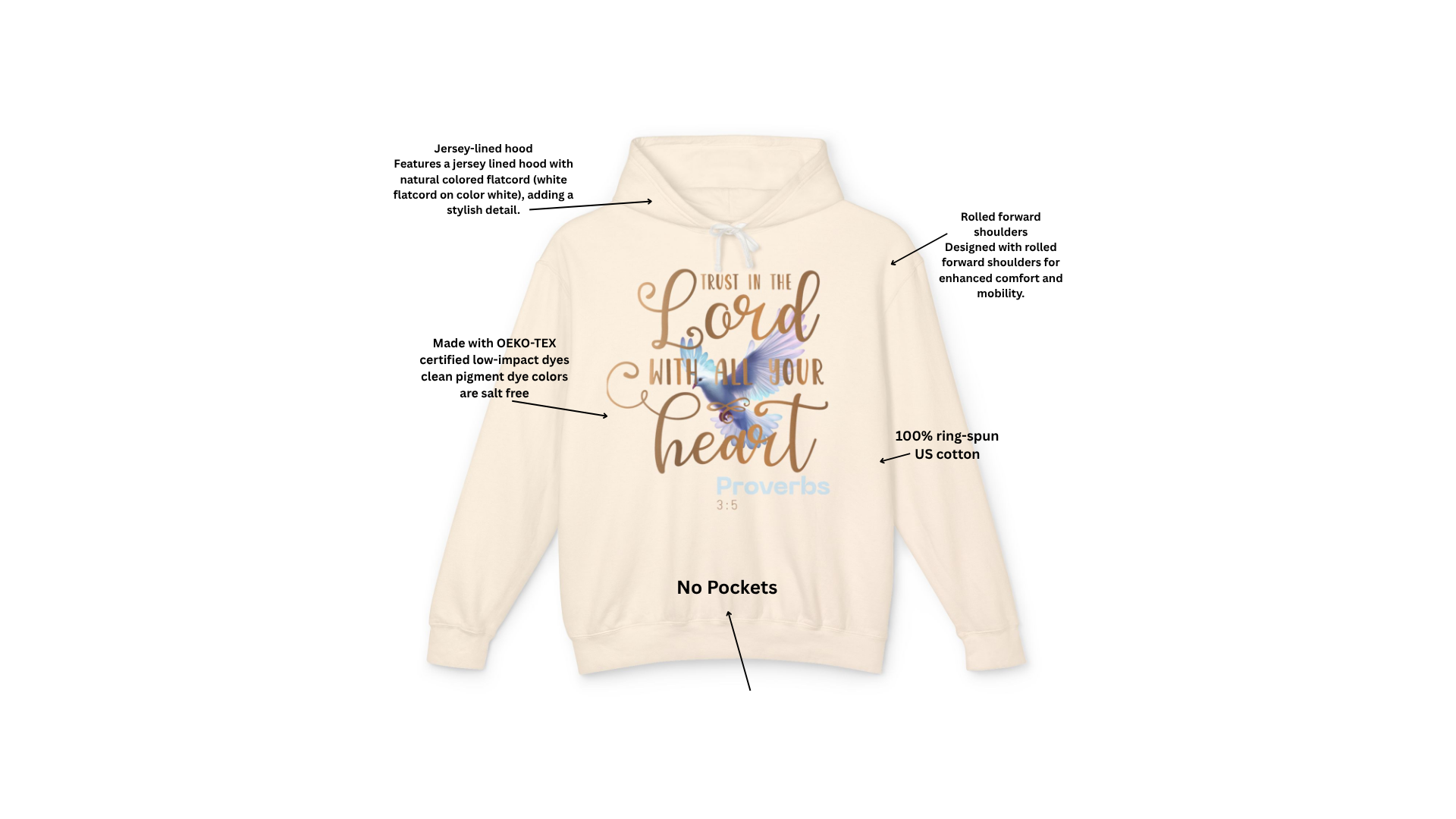 Trust in the Lord with All Your Heart Dove Unisex Hoodie
