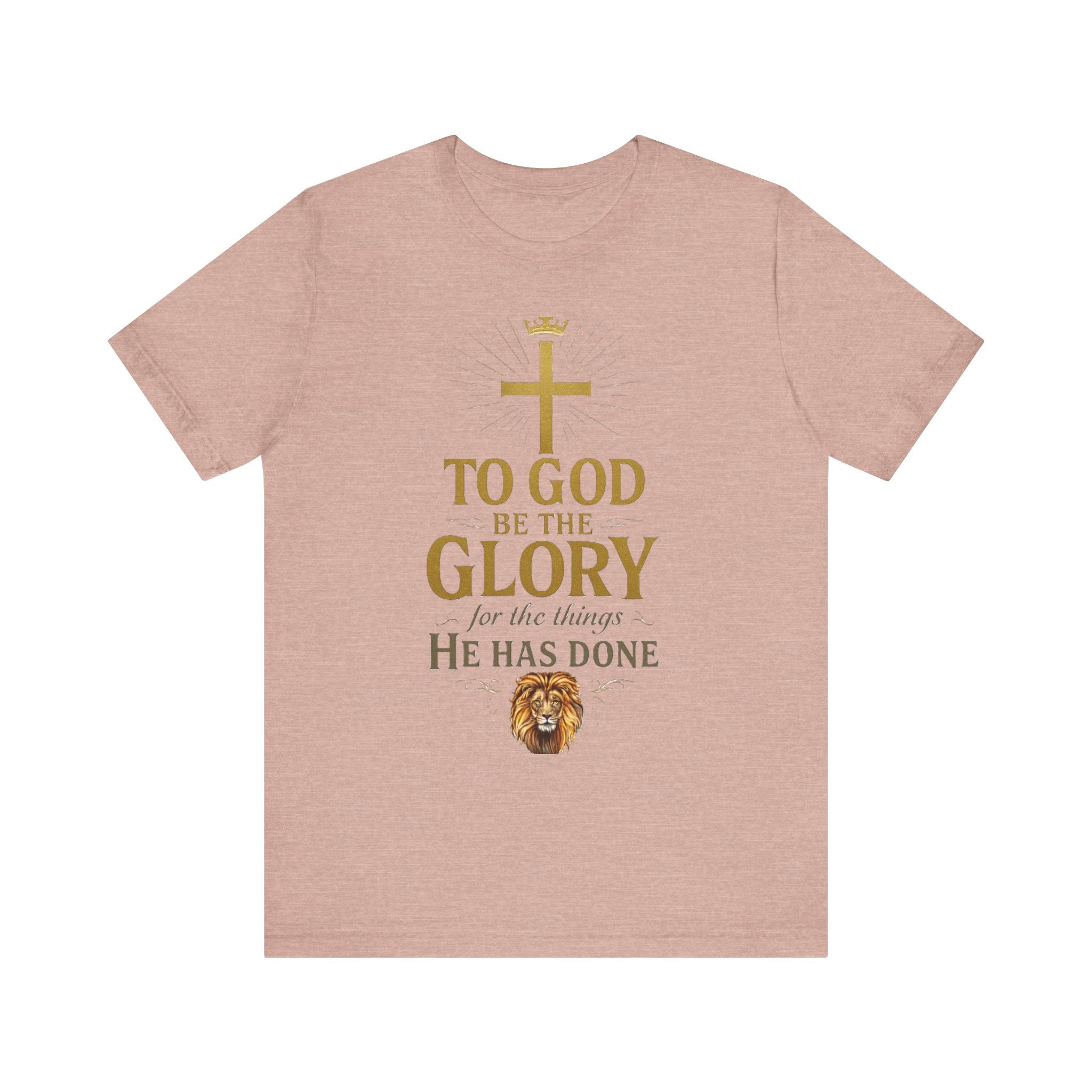 Men's Faith-Inspired Short Sleeve  Lion Tee: 'To God Be the Glory