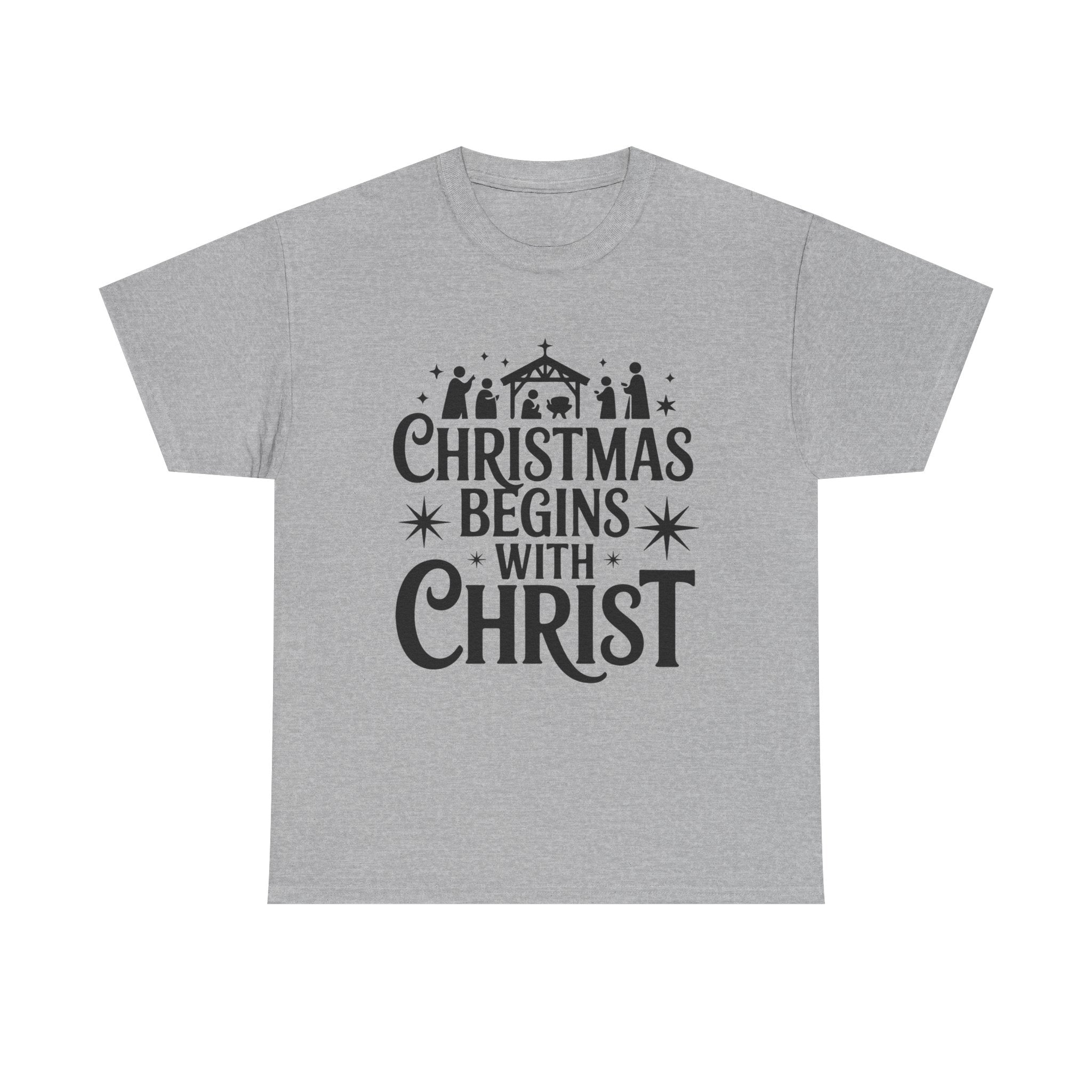 Nativity Typography Tee — Quiet Faith Christmas T-Shirt