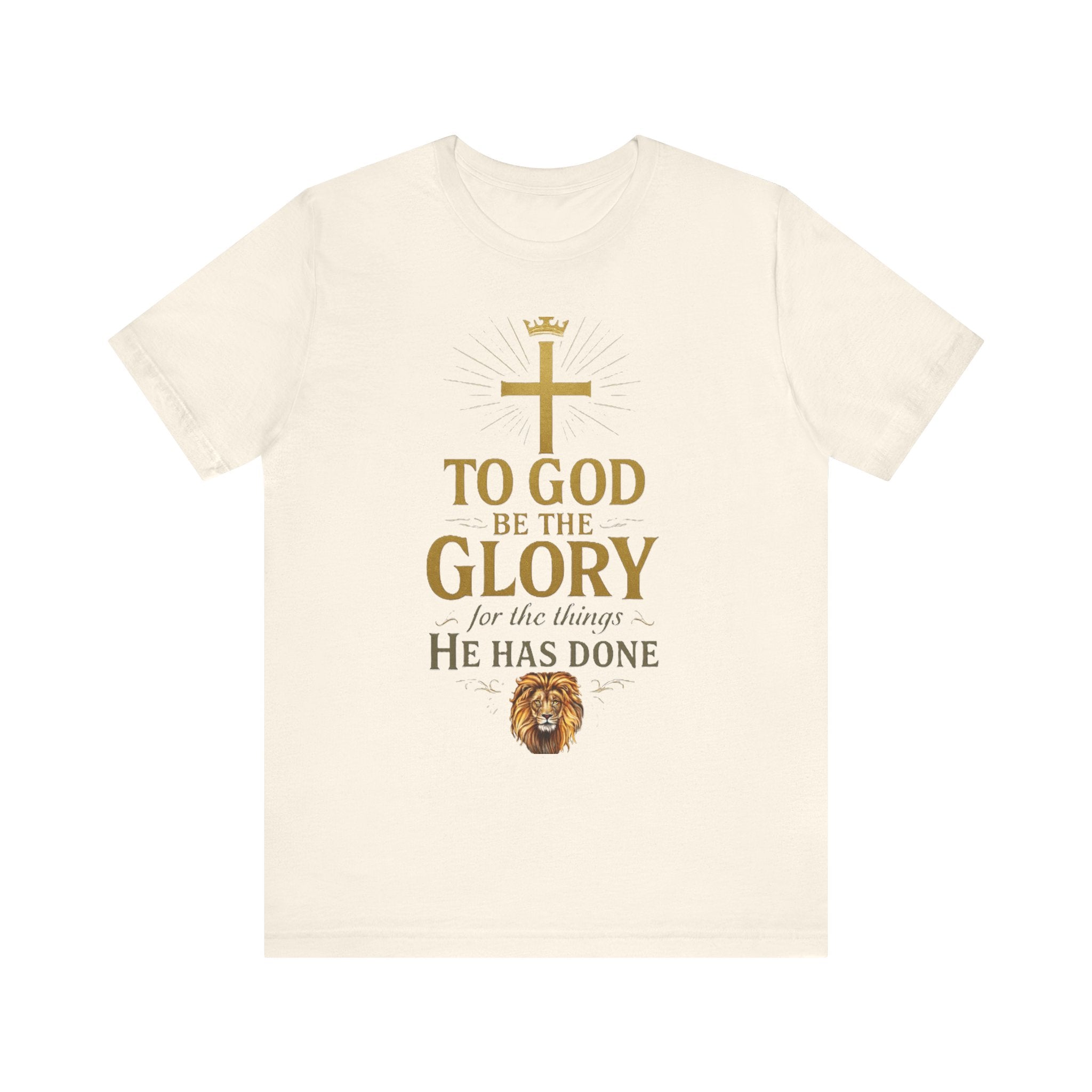 Men's Faith-Inspired Short Sleeve  Lion Tee: 'To God Be the Glory