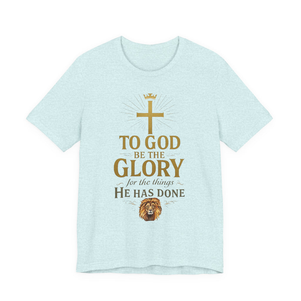 Men's Faith-Inspired Short Sleeve  Lion Tee: 'To God Be the Glory