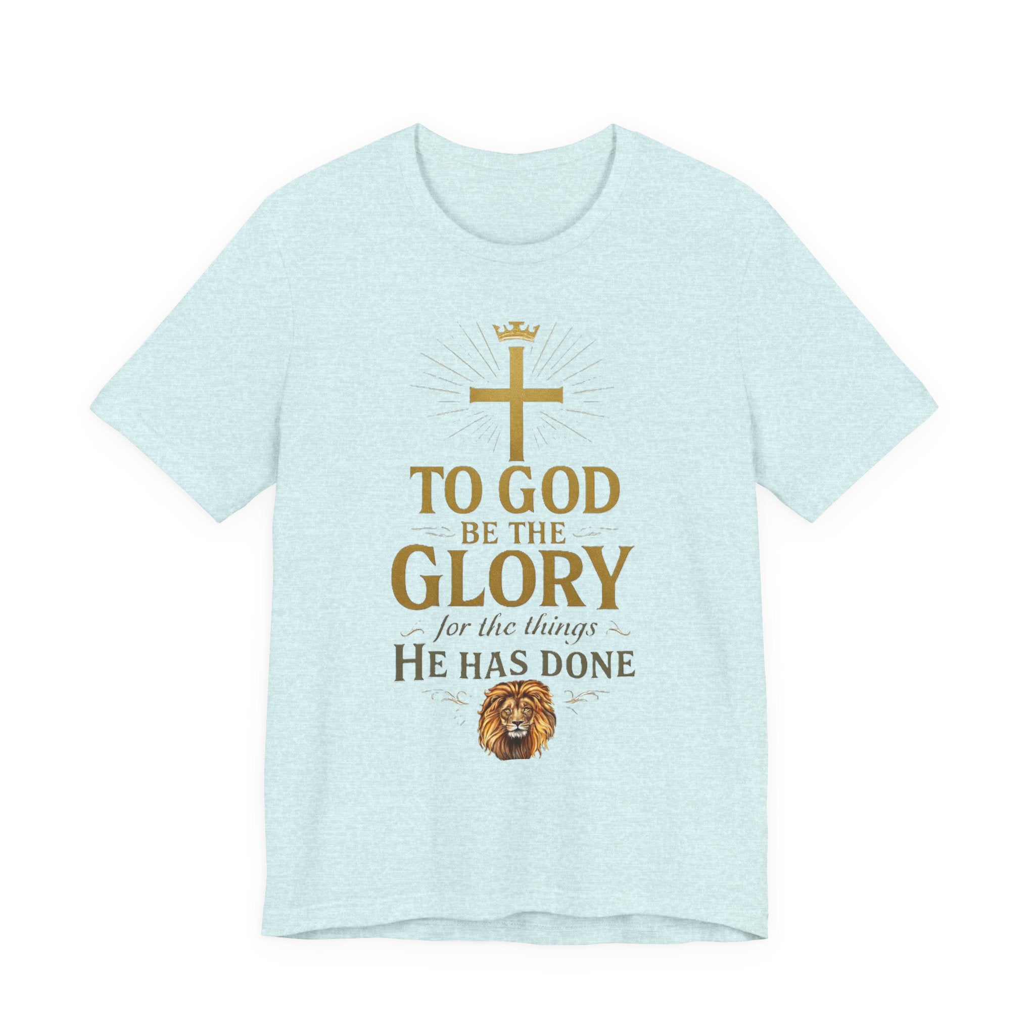 Men's Faith-Inspired Short Sleeve  Lion Tee: 'To God Be the Glory