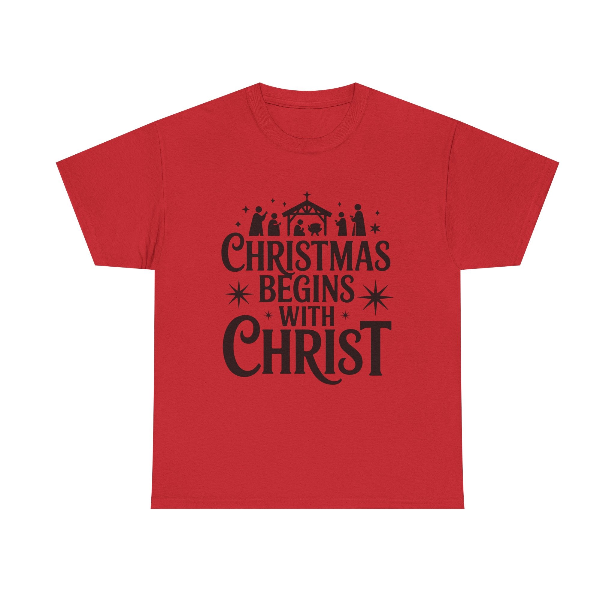 Nativity Typography Tee — Quiet Faith Christmas T-Shirt