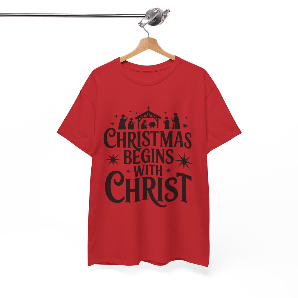 Nativity Typography Tee — Quiet Faith Christmas T-Shirt