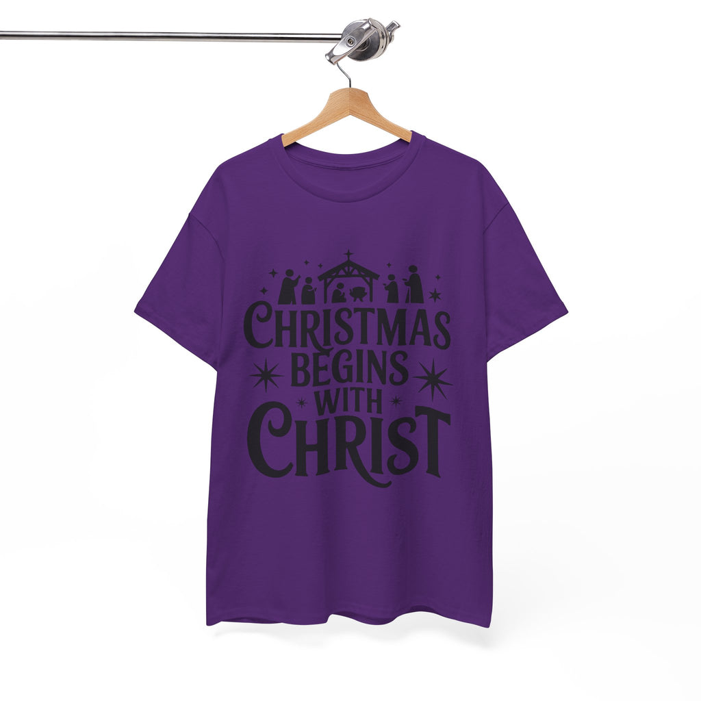 Nativity Typography Tee — Quiet Faith Christmas T-Shirt