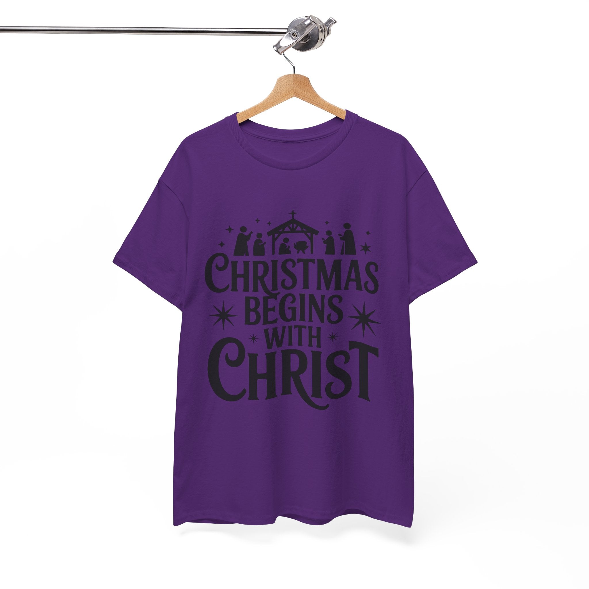Nativity Typography Tee — Quiet Faith Christmas T-Shirt