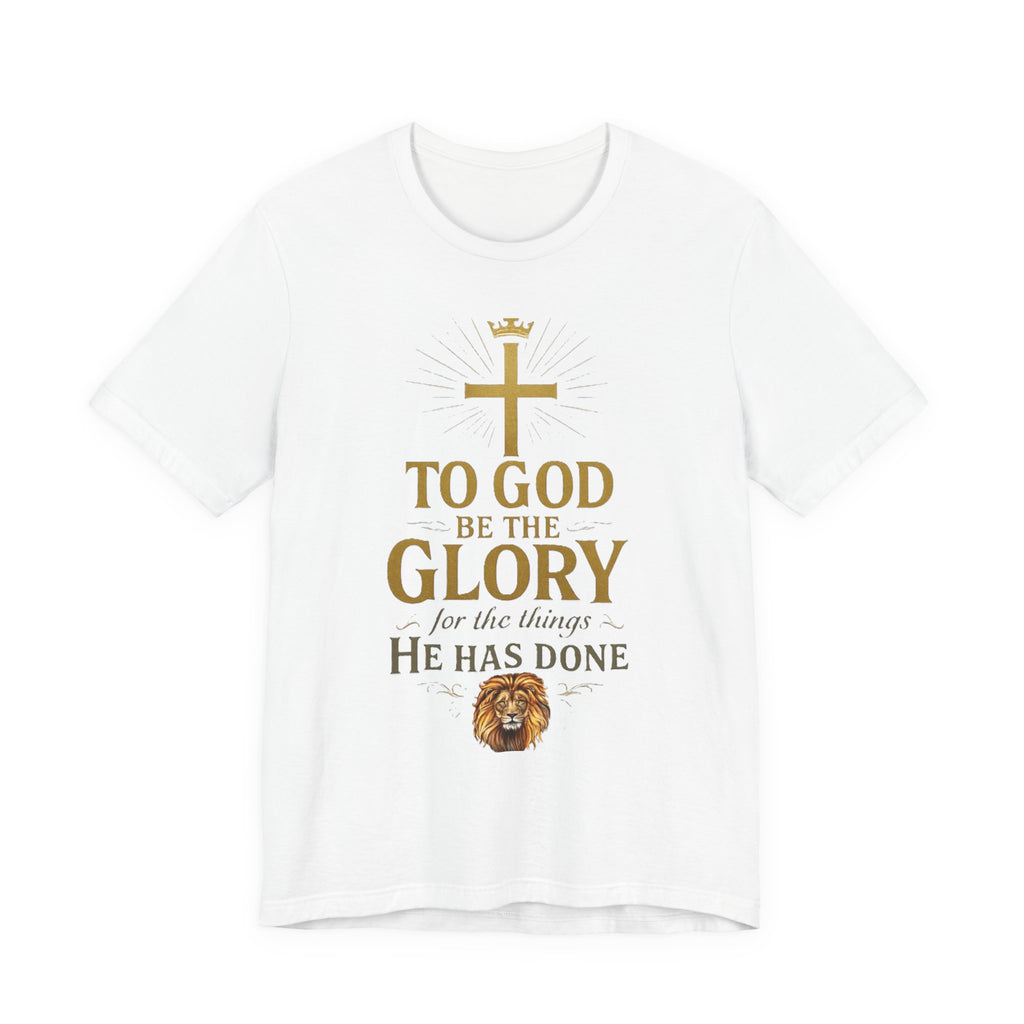Men's Faith-Inspired Short Sleeve  Lion Tee: 'To God Be the Glory