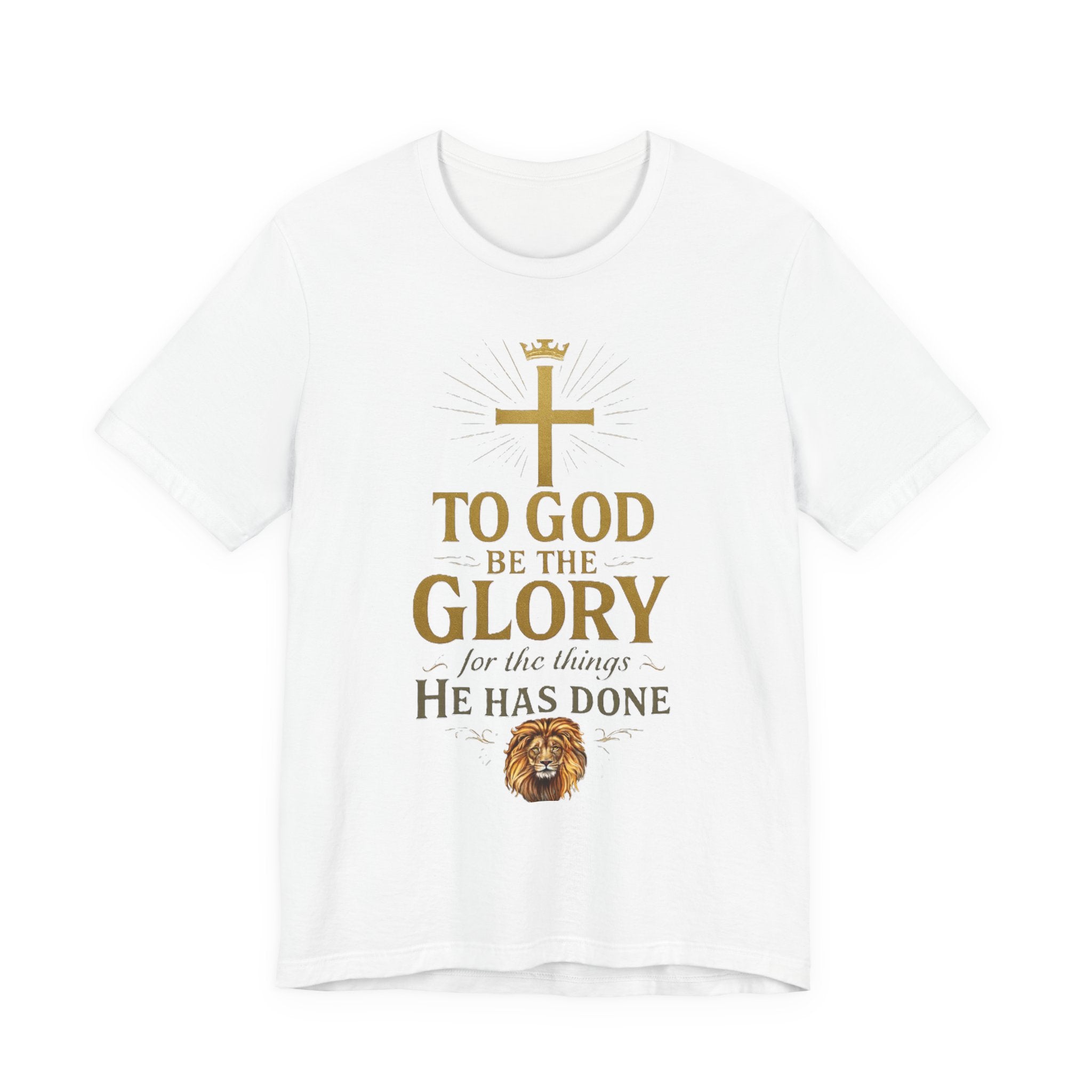 Men's Faith-Inspired Short Sleeve  Lion Tee: 'To God Be the Glory