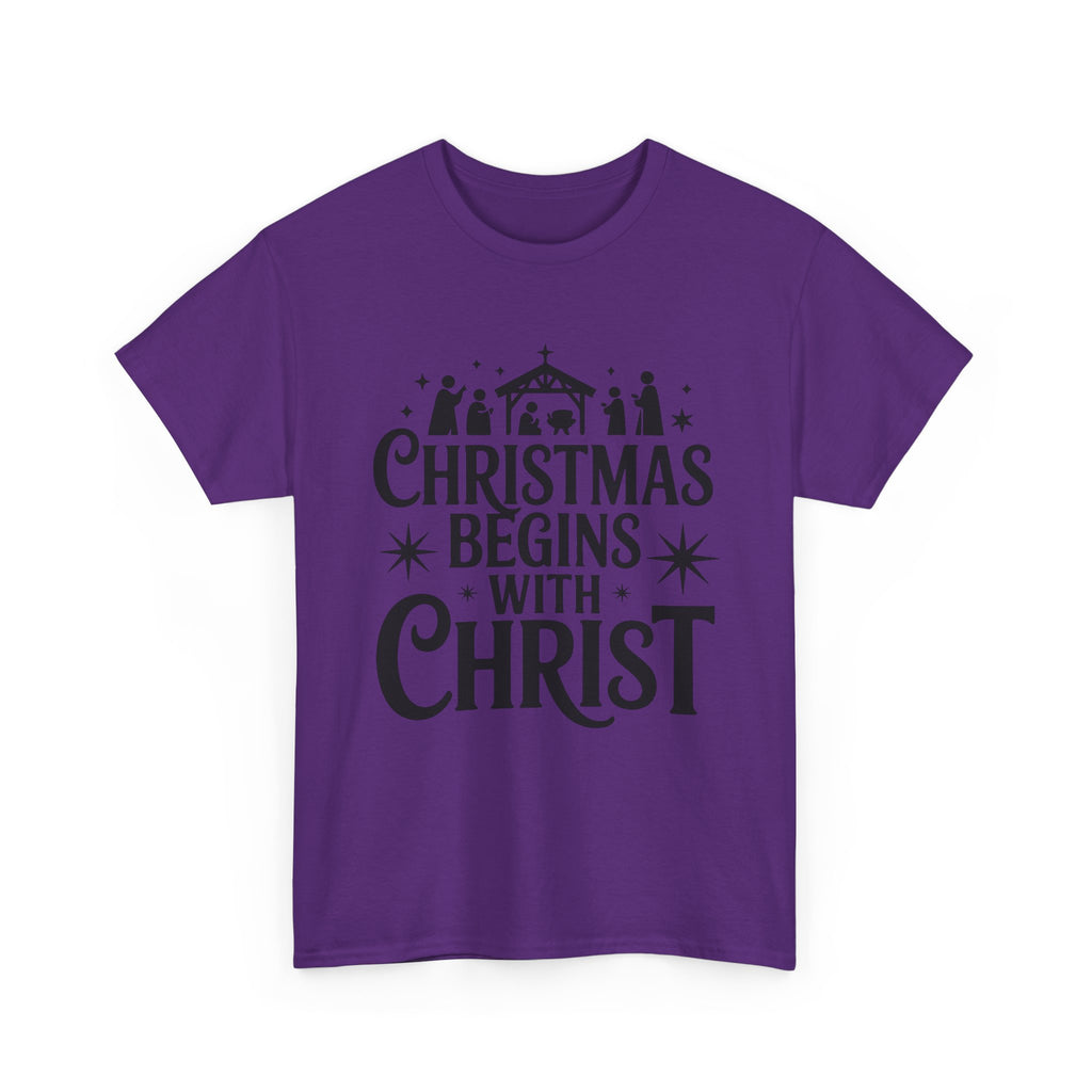 Nativity Typography Tee — Quiet Faith Christmas T-Shirt