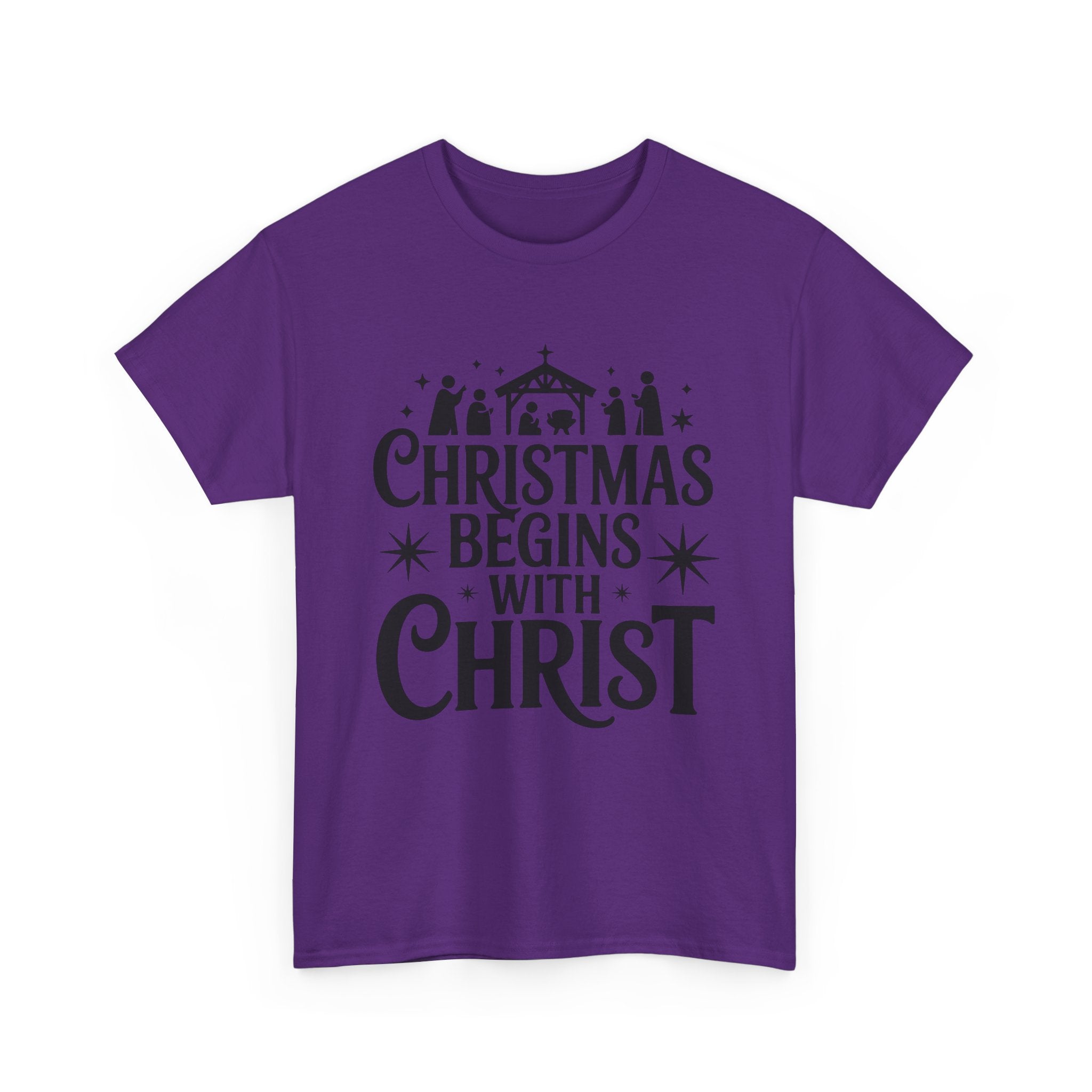 Nativity Typography Tee — Quiet Faith Christmas T-Shirt