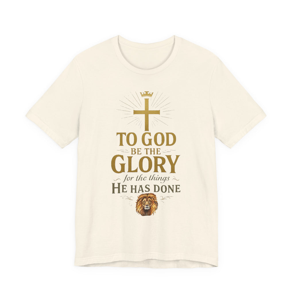Men's Faith-Inspired Short Sleeve  Lion Tee: 'To God Be the Glory