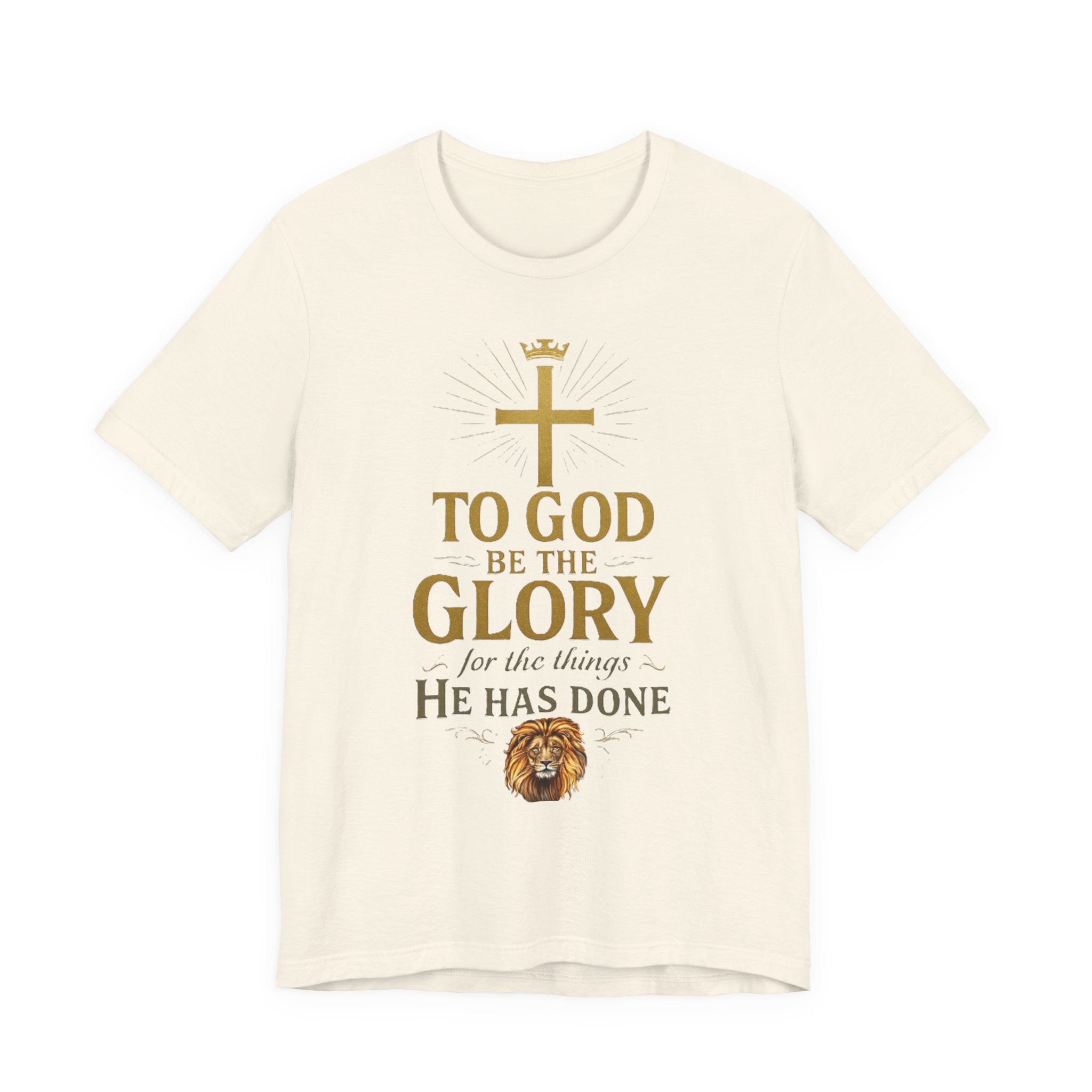 Men's Faith-Inspired Short Sleeve  Lion Tee: 'To God Be the Glory