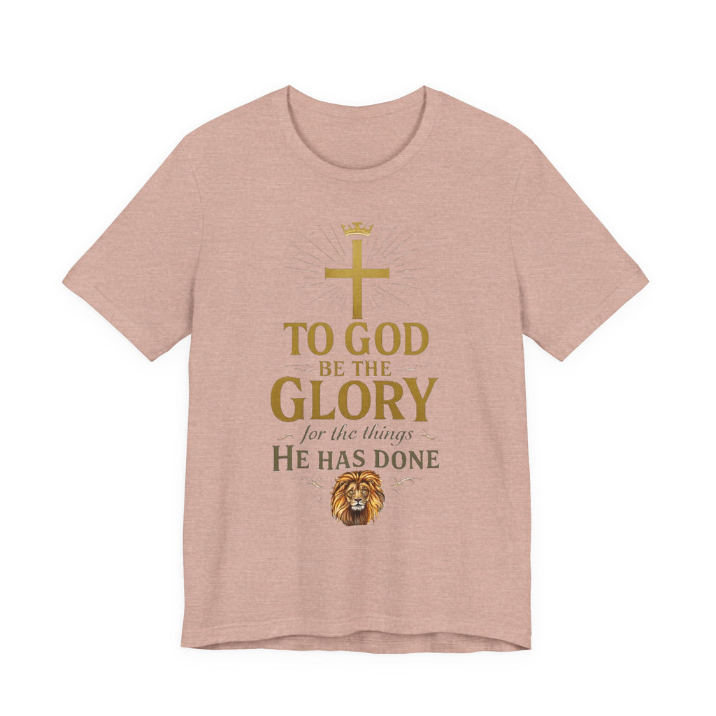 Men's Faith-Inspired Short Sleeve  Lion Tee: 'To God Be the Glory