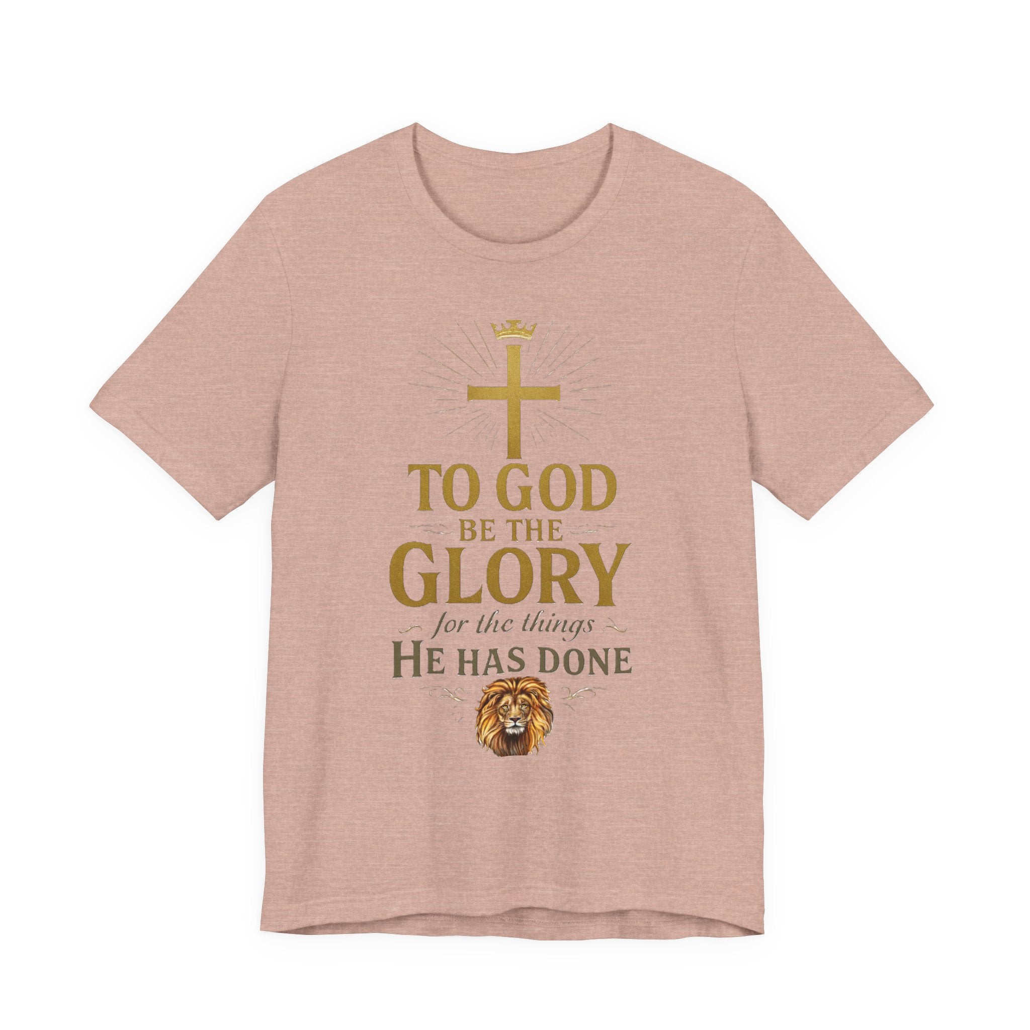 Men's Faith-Inspired Short Sleeve  Lion Tee: 'To God Be the Glory